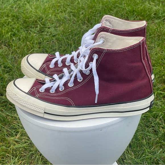 Converse Chuck 70 High Shoes Mens 10 Recycled Canvas Deep Bordeaux Red 171567C - Picture 6 of 15
